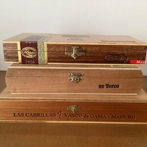 Lot of 3 Emoty Wooden Cigar Boxes
